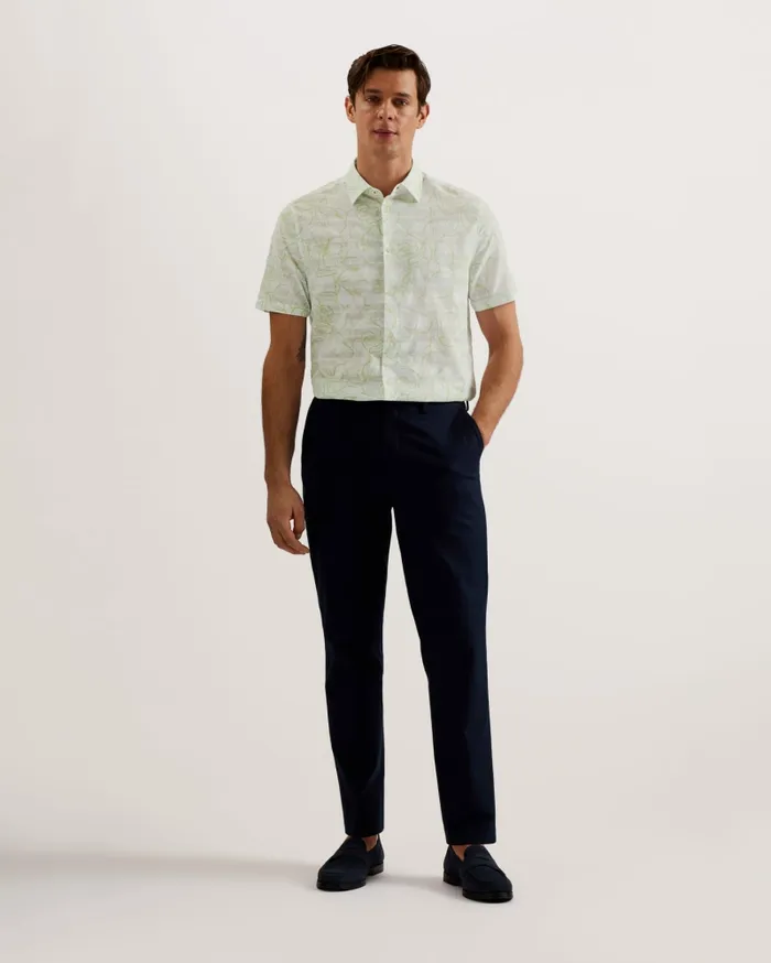 Men CAVU 8211 Short Sleeve Printed Cotton Shirt White Ted Baker Shirts Men CAVU 8211 Short Sleeve Printed Cotton Shirt White Ted Baker Shirts