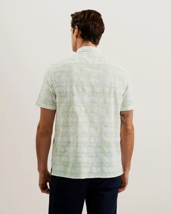 Men CAVU 8211 Short Sleeve Printed Cotton Shirt White Ted Baker Shirts Men CAVU 8211 Short Sleeve Printed Cotton Shirt White Ted Baker Shirts