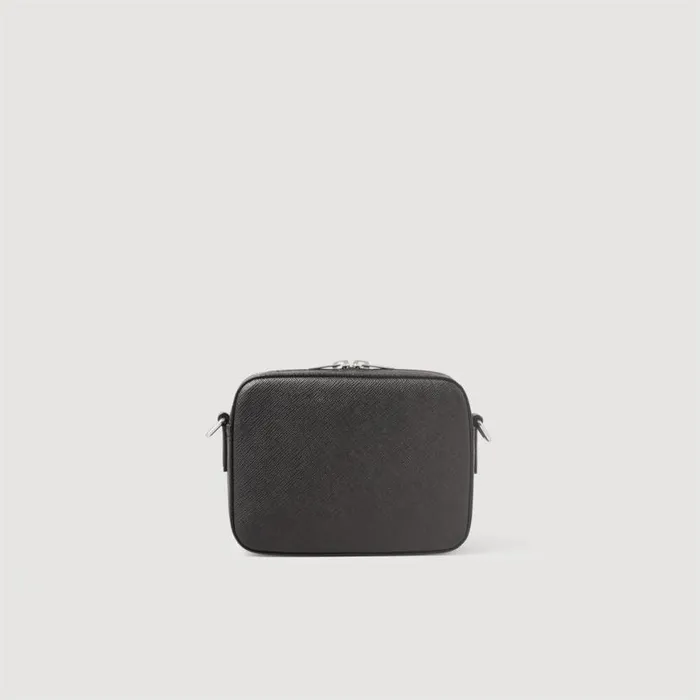 Men Crossbody Bags SANDRO Small Saffiano Leather Bag Black
