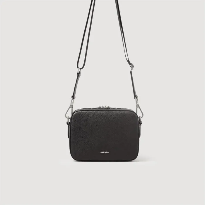 Men Crossbody Bags SANDRO Small Saffiano Leather Bag Black