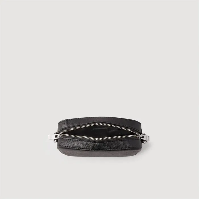 Men Crossbody Bags SANDRO Small Saffiano Leather Bag Black