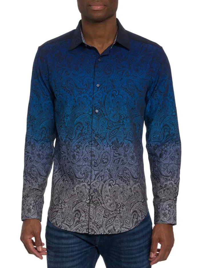 Men DUSK LONG SLEEVE BUTTON DOWN SHIRT Blue Robert Graham Button Down Shirts