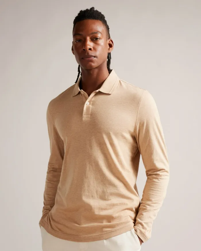 Men ENIO 8211 Long Sleeve Cashmere Blend Polo Shirt Camel Ted Baker Polo Shirts Men ENIO 8211 Long Sleeve Cashmere Blend Polo Shirt Camel Ted Baker Polo Shirts