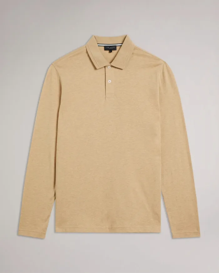 Men ENIO 8211 Long Sleeve Cashmere Blend Polo Shirt Camel Ted Baker Polo Shirts Men ENIO 8211 Long Sleeve Cashmere Blend Polo Shirt Camel Ted Baker Polo Shirts