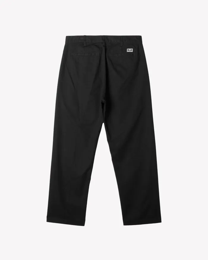 Men HARDWORK WORK PANT Washed Black OBEY Clothing BOTTOMS