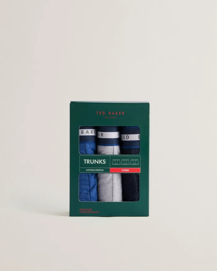 Men HARVV 8211 Three Pack Of Striped Detail Trunks Assorted Ted Baker Underwear Men HARVV 8211 Three Pack Of Striped Detail Trunks Assorted Ted Baker Underwear
