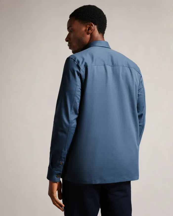Men HASTING 8211 Long Sleeve Twill Overshirt Medium Blue Ted Baker Shirts Men HASTING 8211 Long Sleeve Twill Overshirt Medium Blue Ted Baker Shirts