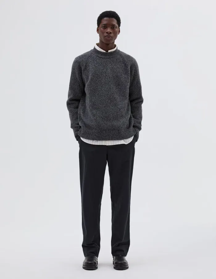 Men Heavy Crew Neck Charcoal Storm Grey Twist Margaret Howell Knitwear