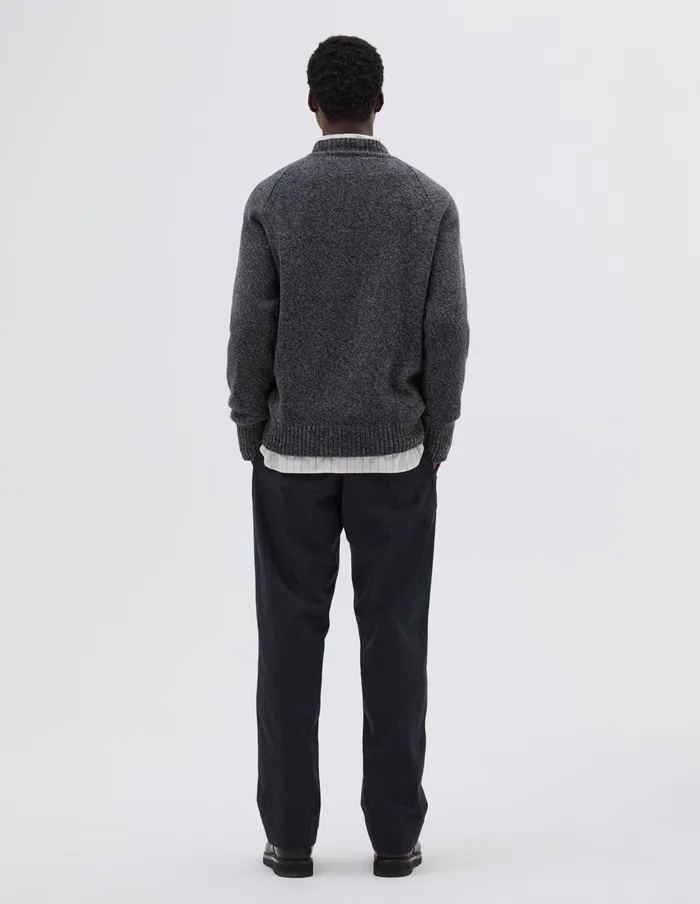 Men Heavy Crew Neck Charcoal Storm Grey Twist Margaret Howell Knitwear