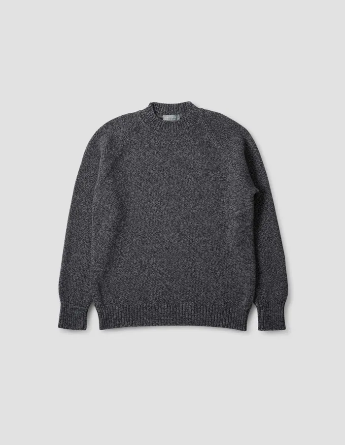 Men Heavy Crew Neck Charcoal Storm Grey Twist Margaret Howell Knitwear