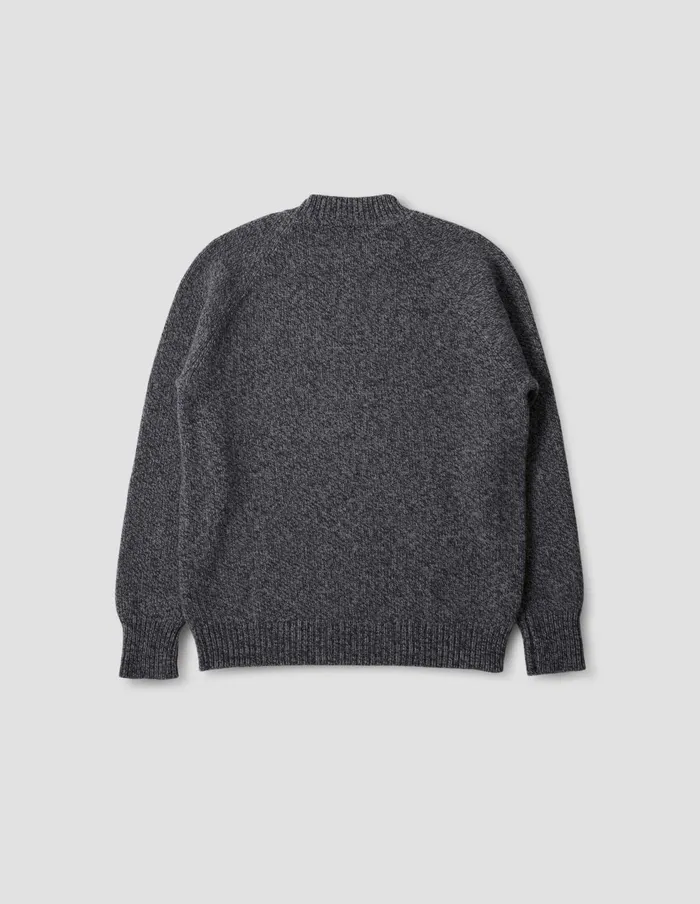Men Heavy Crew Neck Charcoal Storm Grey Twist Margaret Howell Knitwear