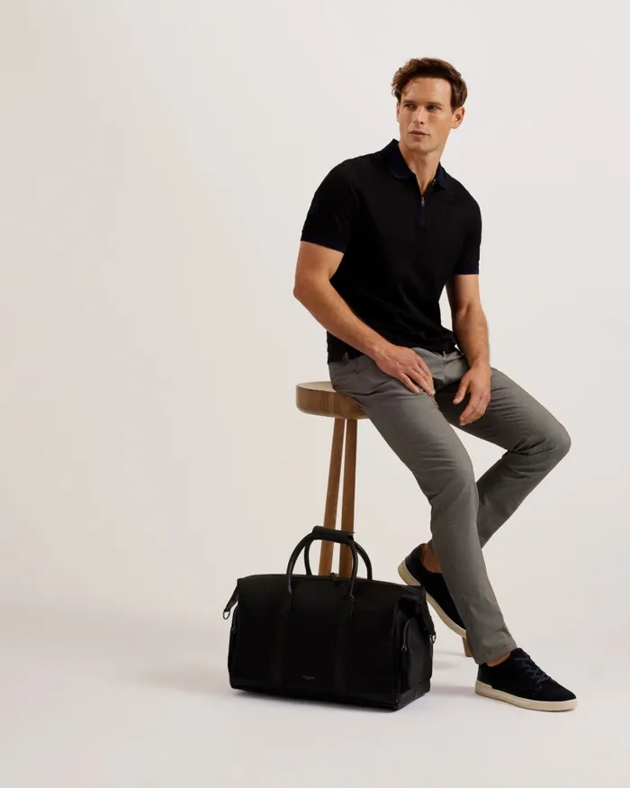 Men HEDLEY 8211 Nylon Faux Leather Detail Holdall Bag Black Ted Baker Holdalls and Weekend Bags