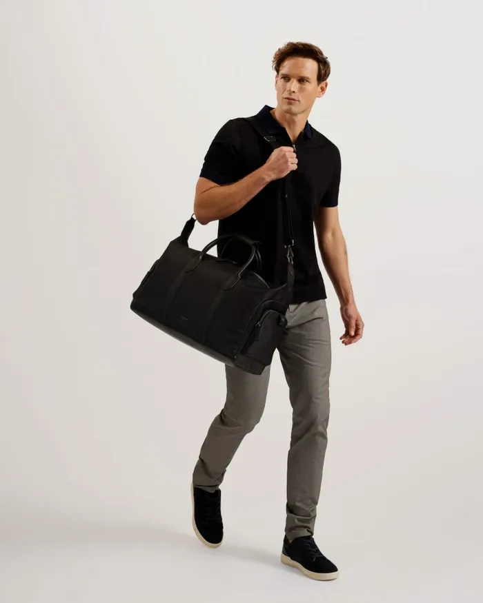 Men HEDLEY 8211 Nylon Faux Leather Detail Holdall Bag Black Ted Baker Holdalls and Weekend Bags Men HEDLEY 8211 Nylon Faux Leather Detail Holdall Bag Black Ted Baker Holdalls and Weekend Bags