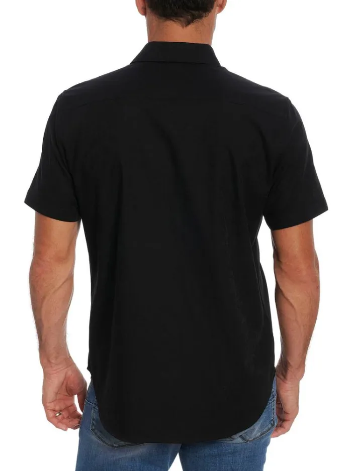 Men HIGHLAND SHORT SLEEVE BUTTON DOWN SHIRT Black Robert Graham Button Down Shirts