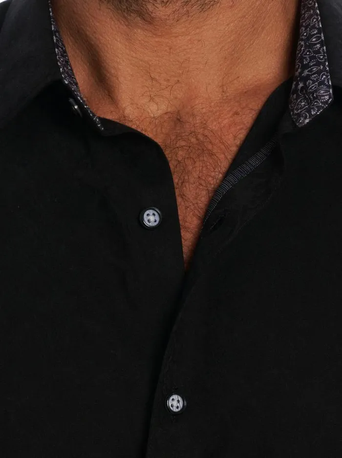 Men HIGHLAND SHORT SLEEVE BUTTON DOWN SHIRT Black Robert Graham Button Down Shirts
