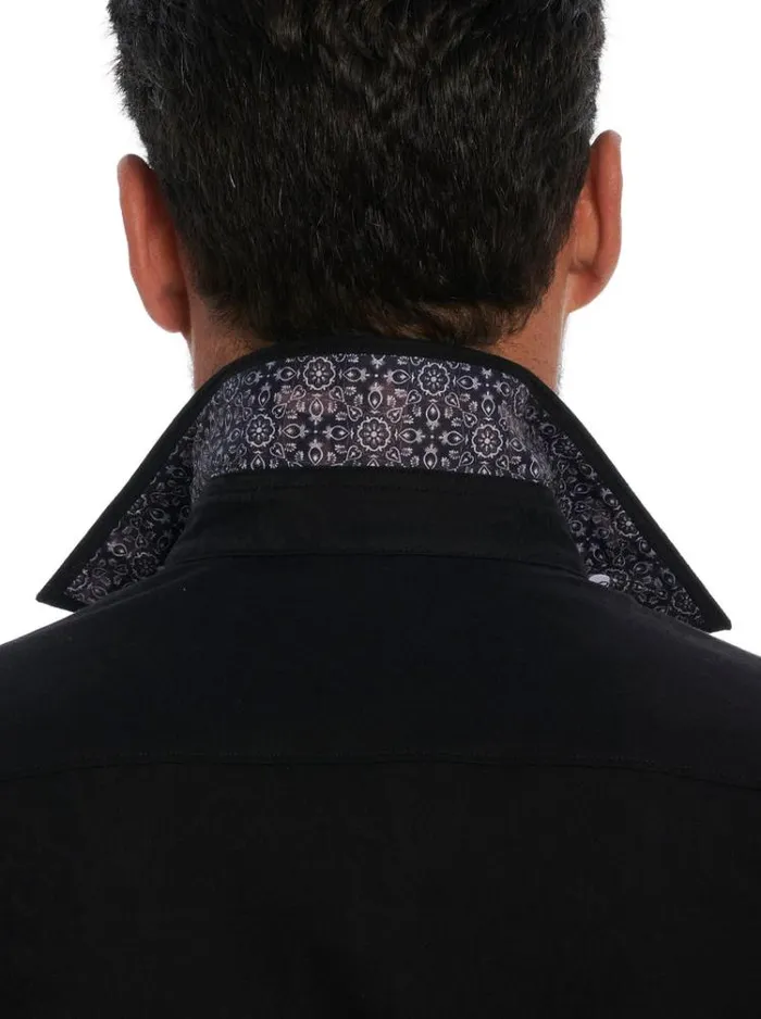 Men HIGHLAND SHORT SLEEVE BUTTON DOWN SHIRT Black Robert Graham Button Down Shirts