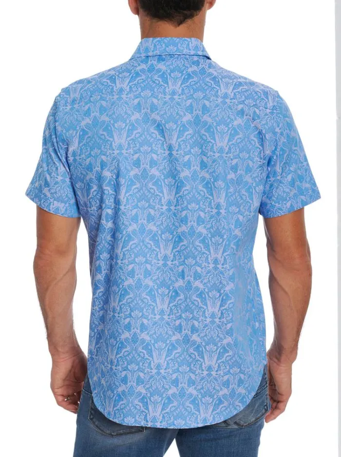 Men HIGHLAND SHORT SLEEVE BUTTON DOWN SHIRT Black Robert Graham Button Down Shirts