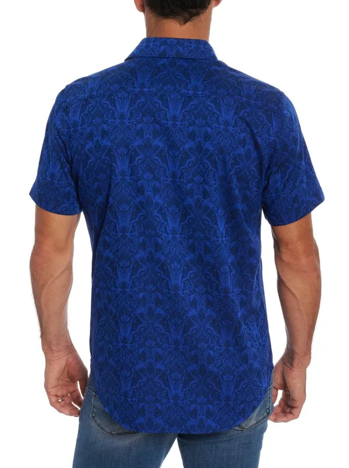 Men HIGHLAND SHORT SLEEVE BUTTON DOWN SHIRT Black Robert Graham Button Down Shirts