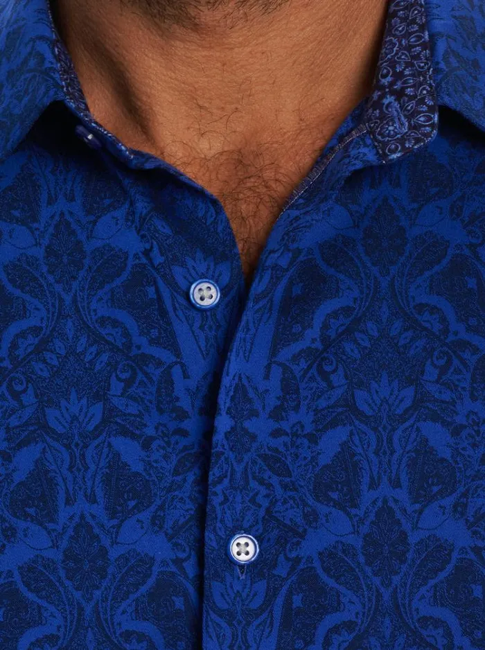 Men HIGHLAND SHORT SLEEVE BUTTON DOWN SHIRT Black Robert Graham Button Down Shirts