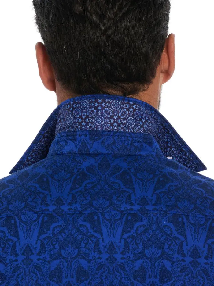 Men HIGHLAND SHORT SLEEVE BUTTON DOWN SHIRT Black Robert Graham Button Down Shirts