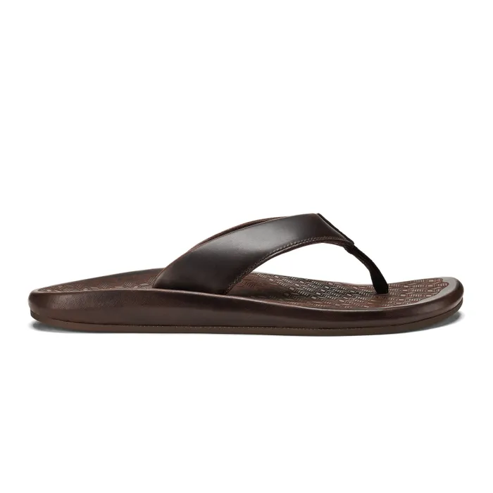 Men Ilikai Mens Premium Leather Sandals Dark Wood Olukai Leather