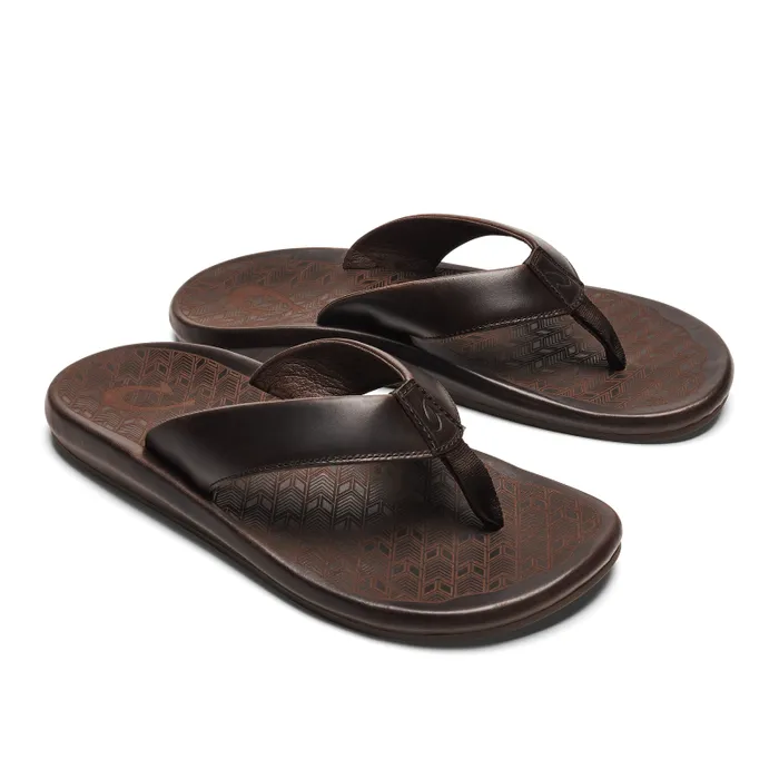 Men Ilikai Mens Premium Leather Sandals Dark Wood Olukai Leather Men Ilikai Mens Premium Leather Sandals Dark Wood Olukai Leather