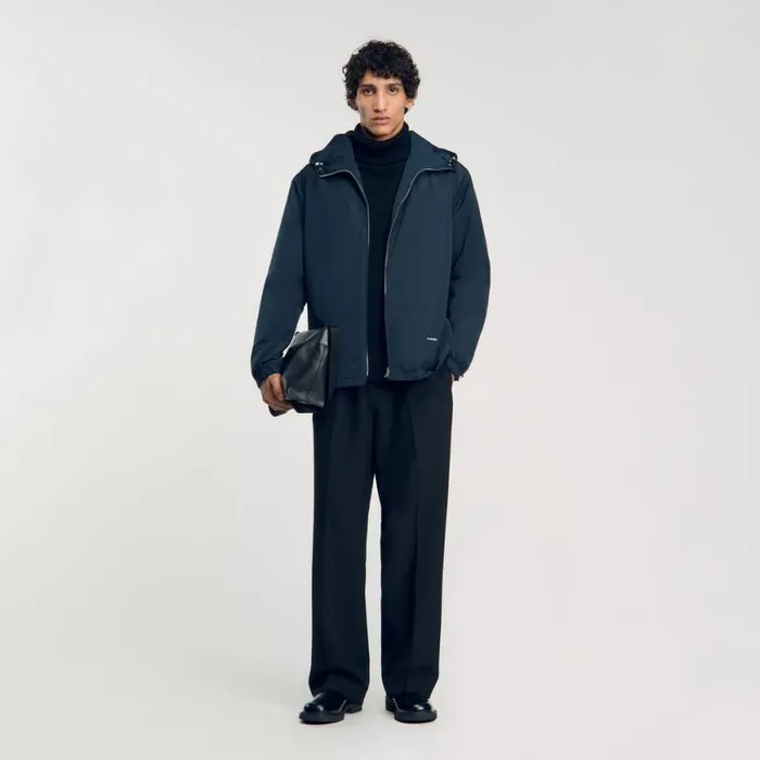Men Jackets SANDRO Hooded Jacket Blue Prusse