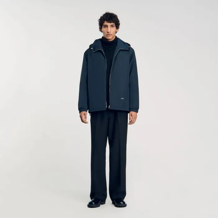 Men Jackets SANDRO Hooded Jacket Blue Prusse