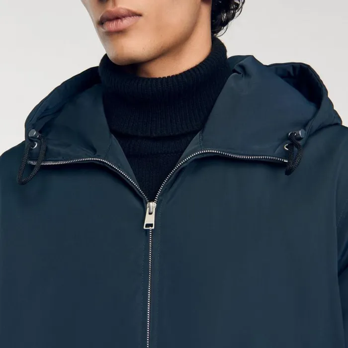 Men Jackets SANDRO Hooded Jacket Blue Prusse