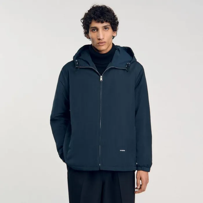 Men Jackets SANDRO Hooded Jacket Blue Prusse