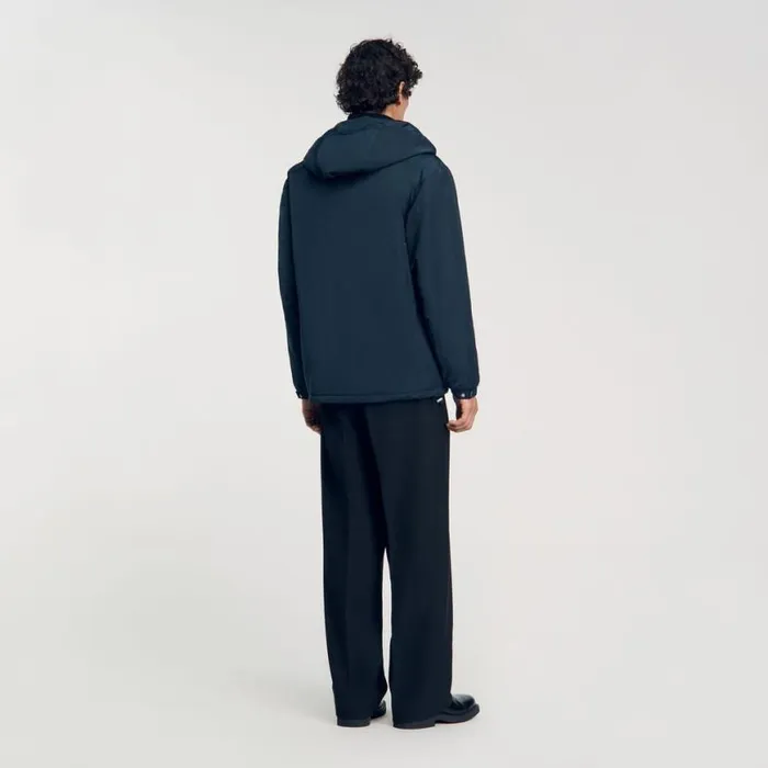 Men Jackets SANDRO Hooded Jacket Blue Prusse
