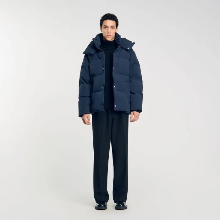 Men Jackets SANDRO Quilted Puffer Jacket Blue Prusse