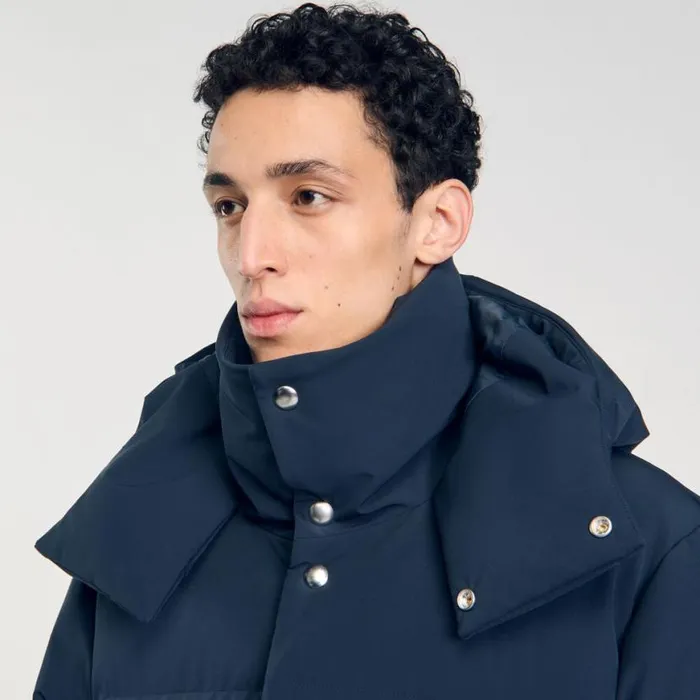 Men Jackets SANDRO Quilted Puffer Jacket Blue Prusse