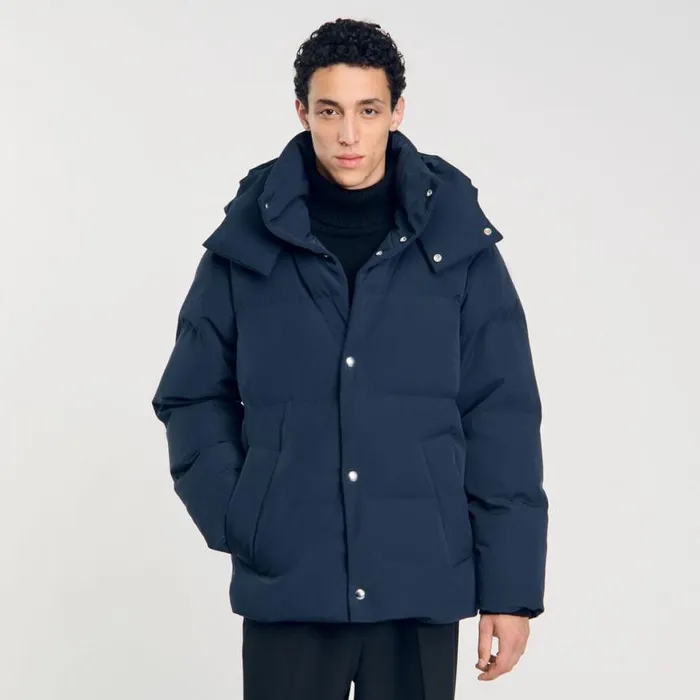 Men Jackets SANDRO Quilted Puffer Jacket Blue Prusse