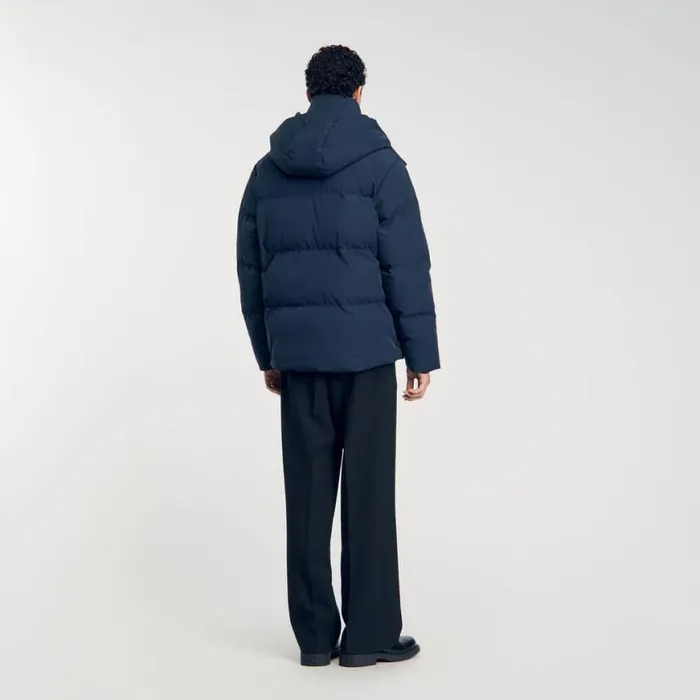 Men Jackets SANDRO Quilted Puffer Jacket Blue Prusse