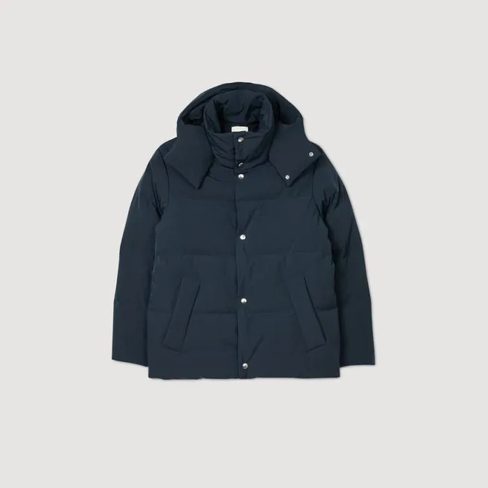 Men Jackets SANDRO Quilted Puffer Jacket Blue Prusse