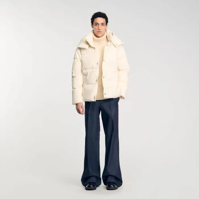 Men Jackets SANDRO Quilted Puffer Jacket Cream