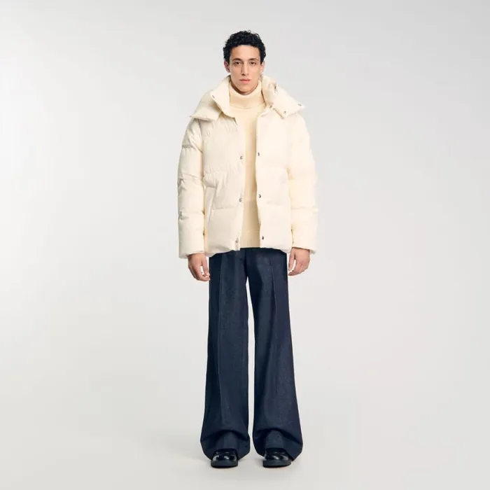 Men Jackets SANDRO Quilted Puffer Jacket Cream