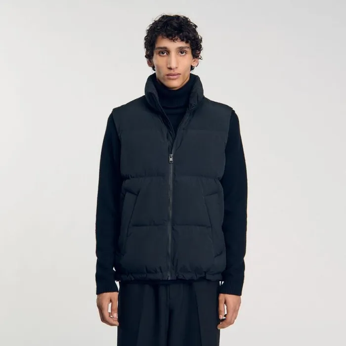 Men Jackets SANDRO Sleeveless Down Jacket Black