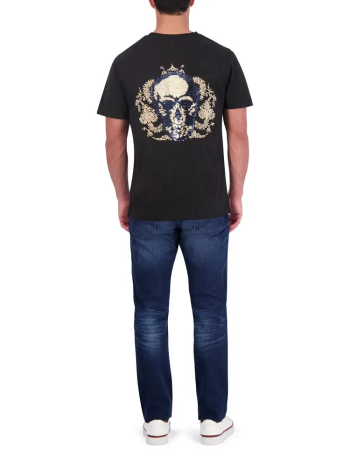 Men LIMITED EDITION NEIL SEQUIN SKULL TSHIRT Black Robert Graham Polos and TShirts