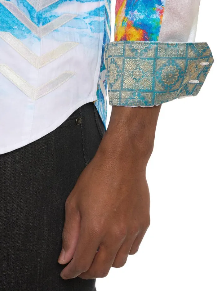 Men LIMITED EDITION THE ALPS LONG SLEEVE BUTTON DOWN SHIRT White Robert Graham Button Down Shirts