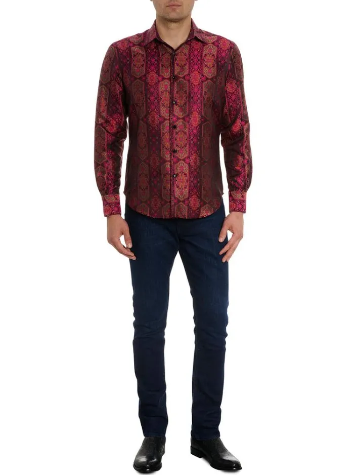 Men LIMITED EDITION THE HIGH RENOWN BUTTON DOWN SHIRT Magenta Robert Graham Button Down Shirts