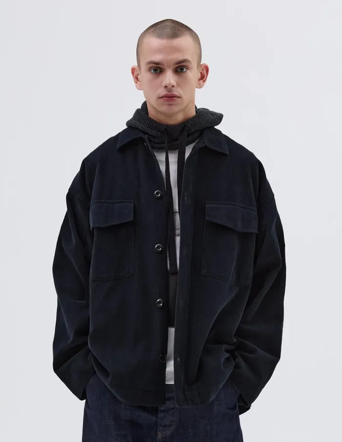 Men Mhl Long Overshirt Black Margaret Howell Shirts
