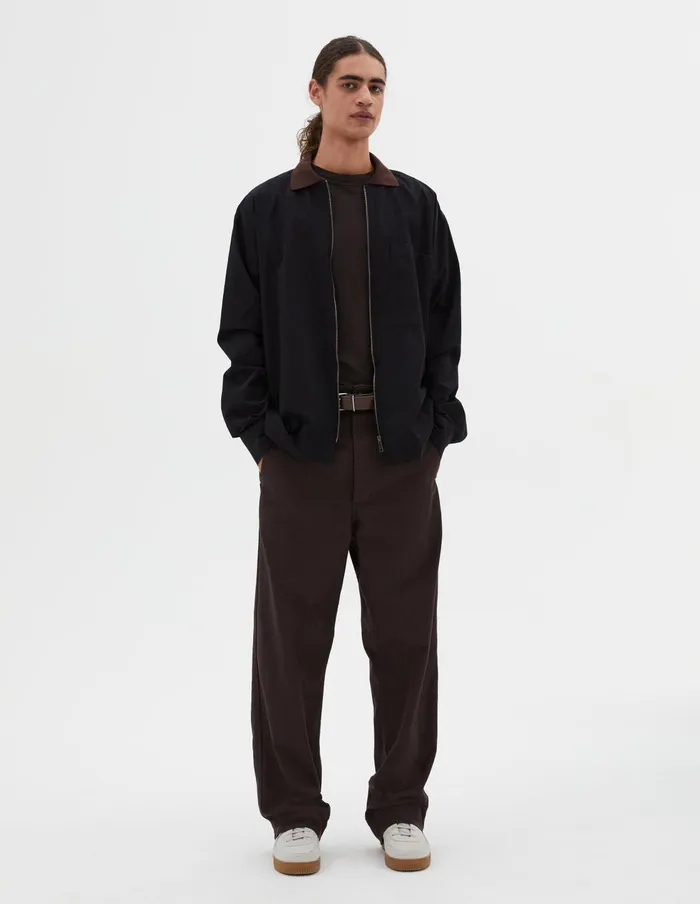 Men Mhl Zip Through Polo Shirt Black Margaret Howell Shirts