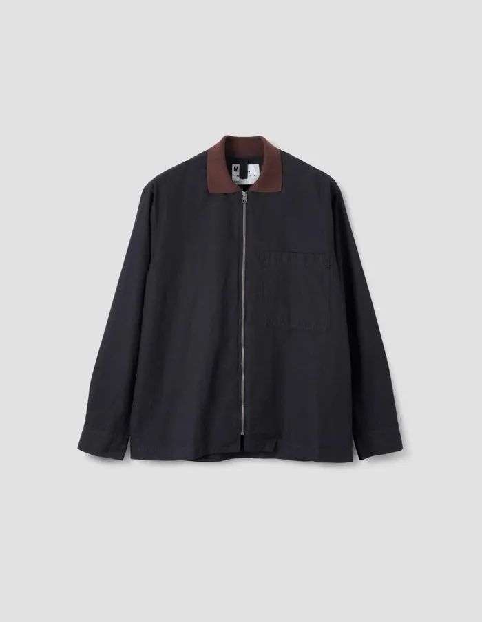 Men Mhl Zip Through Polo Shirt Black Margaret Howell Shirts