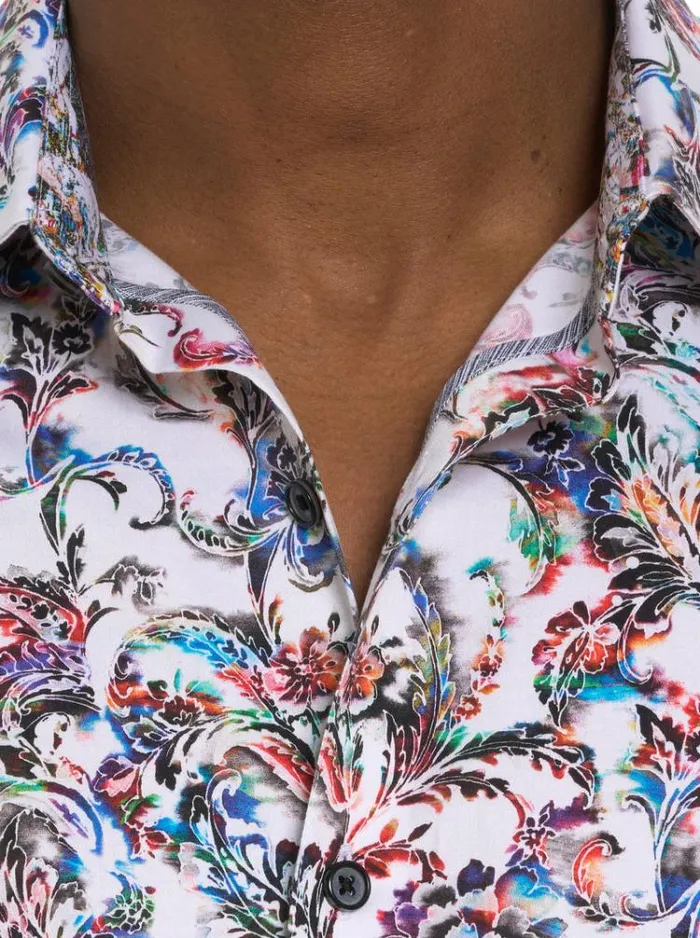 Men MONSOON SHORT SLEEVE BUTTON DOWN SHIRT Multi Robert Graham Button Down Shirts