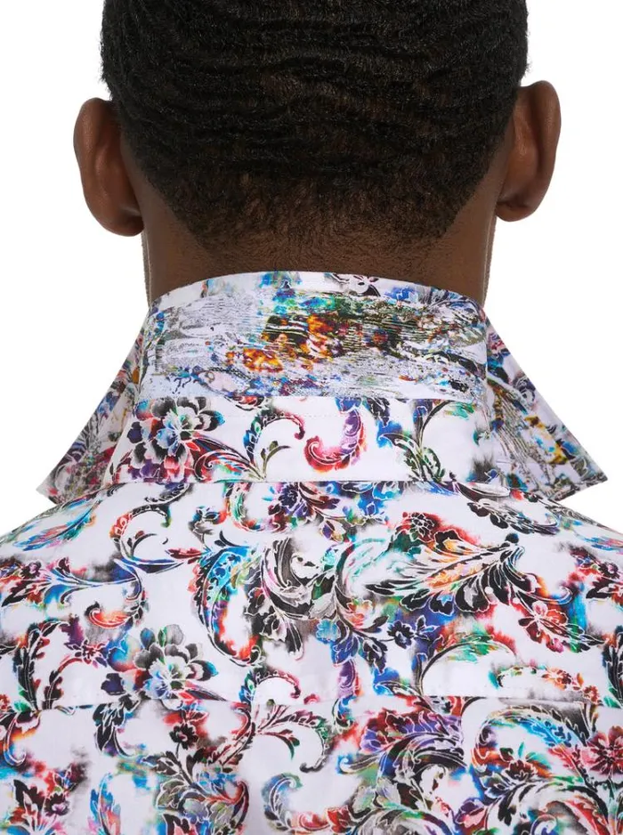 Men MONSOON SHORT SLEEVE BUTTON DOWN SHIRT Multi Robert Graham Button Down Shirts
