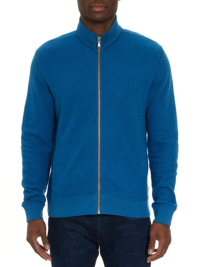 Men MOSER LONG SLEEVE KNIT TOP Blue Robert Graham Sweaters and Knits