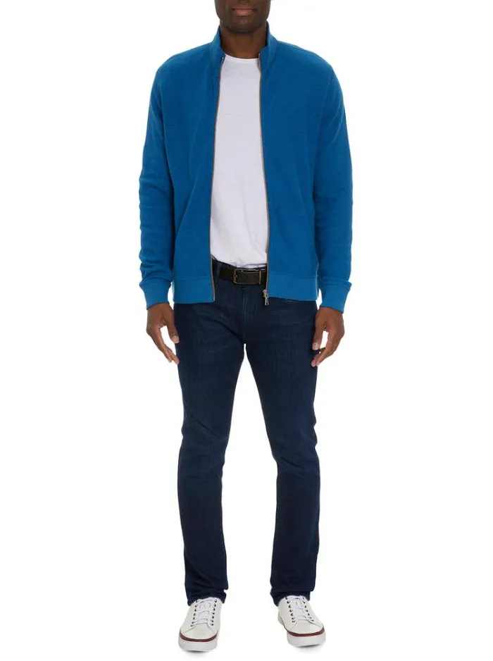 Men MOSER LONG SLEEVE KNIT TOP Blue Robert Graham Sweaters and Knits