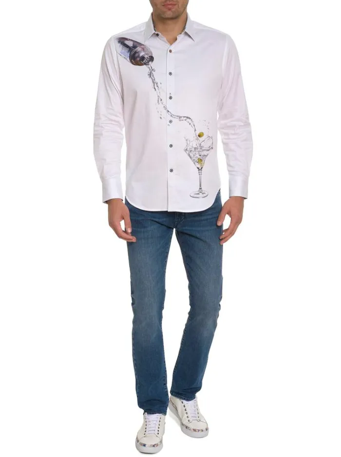 Men MOXY LONG SLEEVE BUTTON DOWN SHIRT White Robert Graham Button Down Shirts